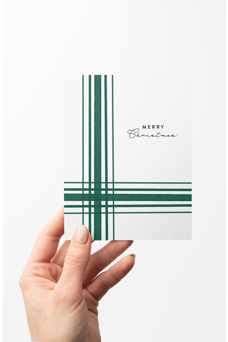 Green White Gift Christmas Boxed Set of 8 Cards, Alternate, color, Green & White