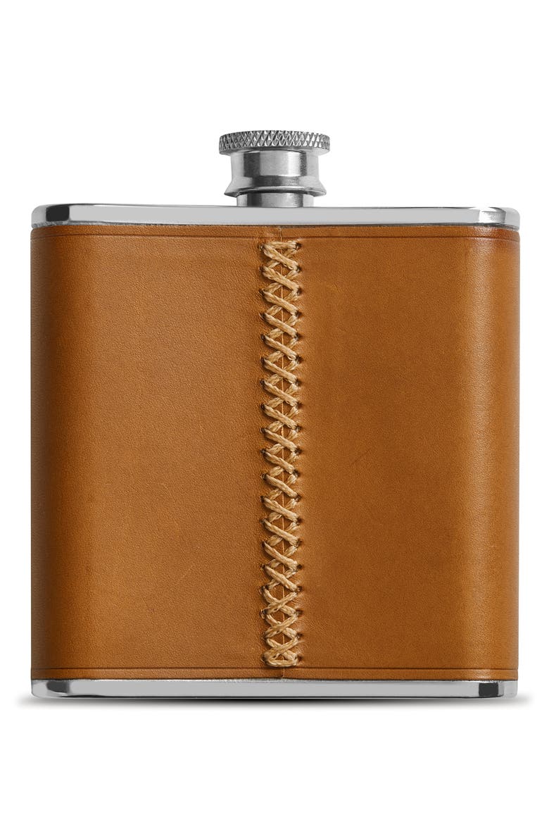 Leather Wrapped Flask, Alternate, color, LEATHER