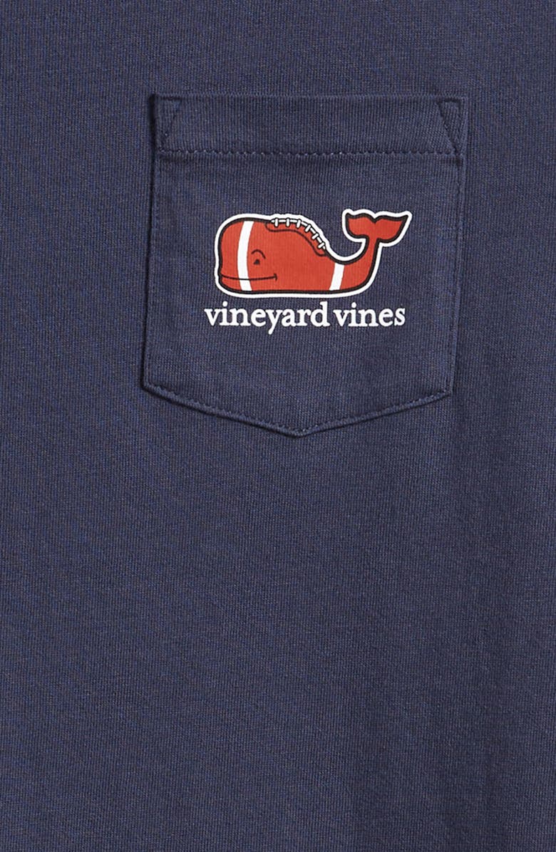 vineyard vines Kids' Football Whale Long Sleeve Pocket Graphic Tee, Alternate, color, 406 Blue B