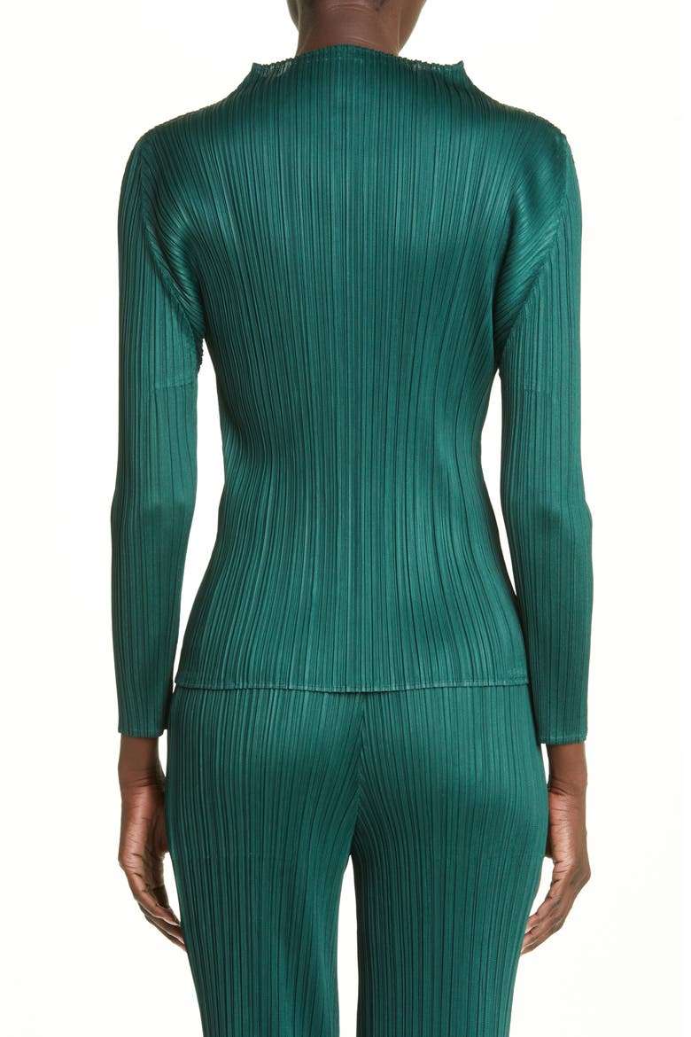 New Colorful Basics 3 Pleated Funnel Neck Top, Alternate, color, DARK GREEN