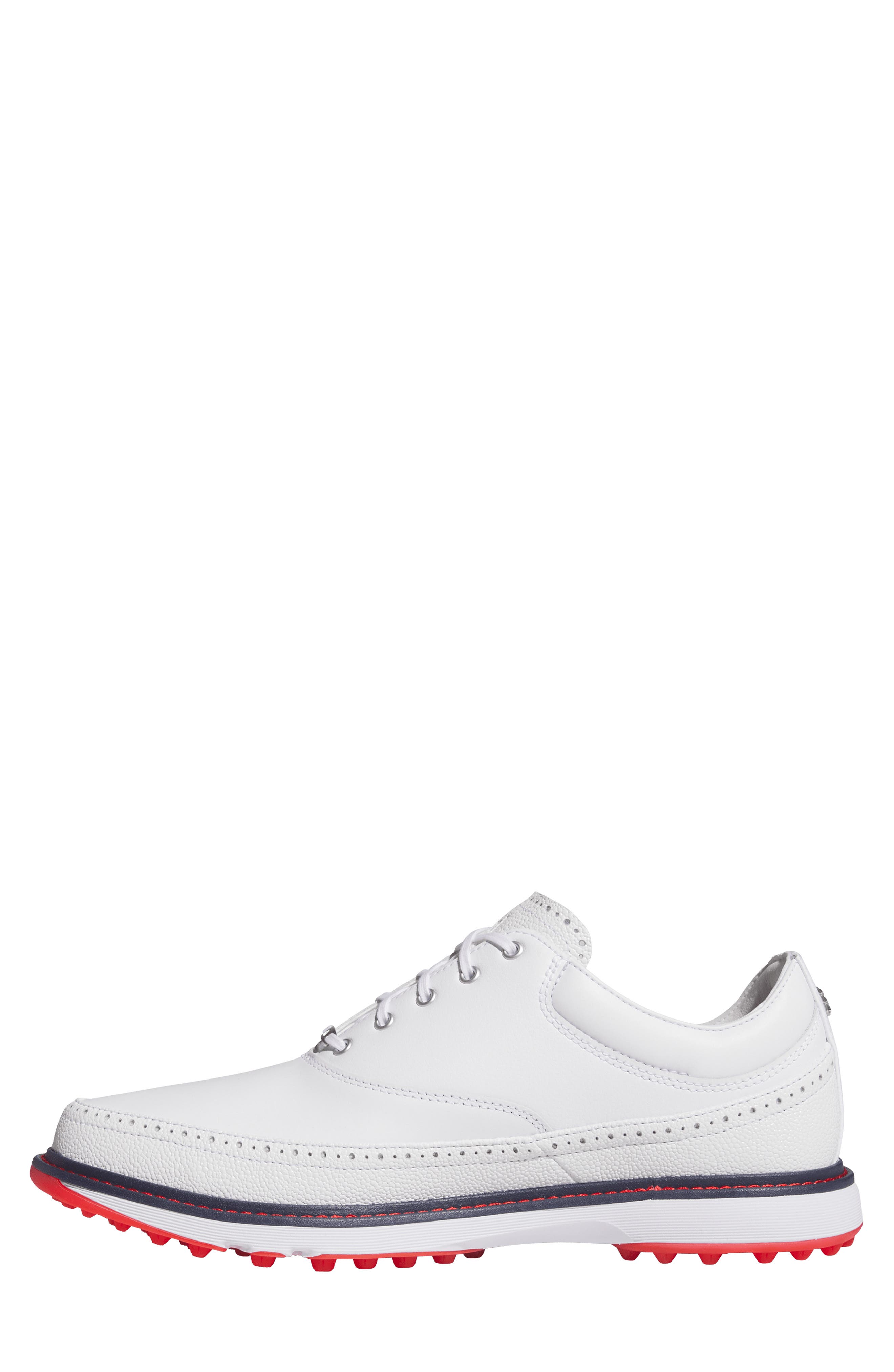 adidas MC80 Spikeless Golf Shoe, Alternate, color, White/ Navy/ Red