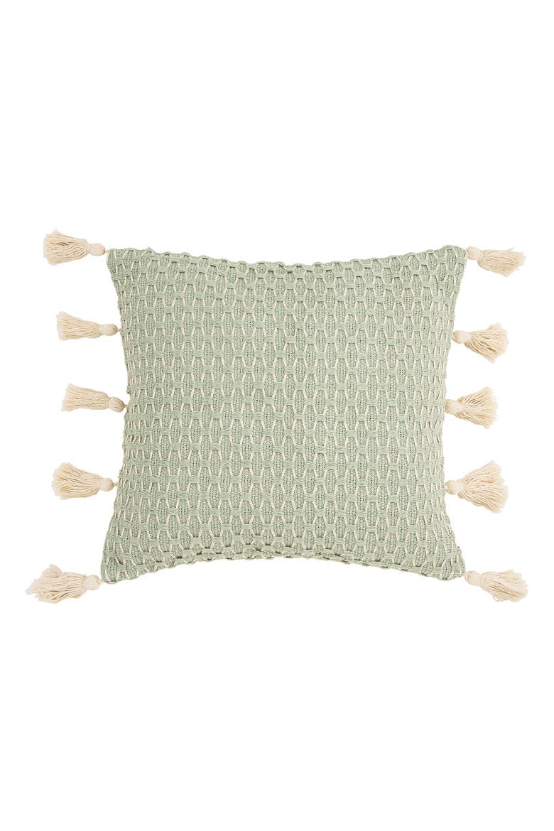 Seaglass Textured Diamond Woven Throw Pillow, Main, color, Green
