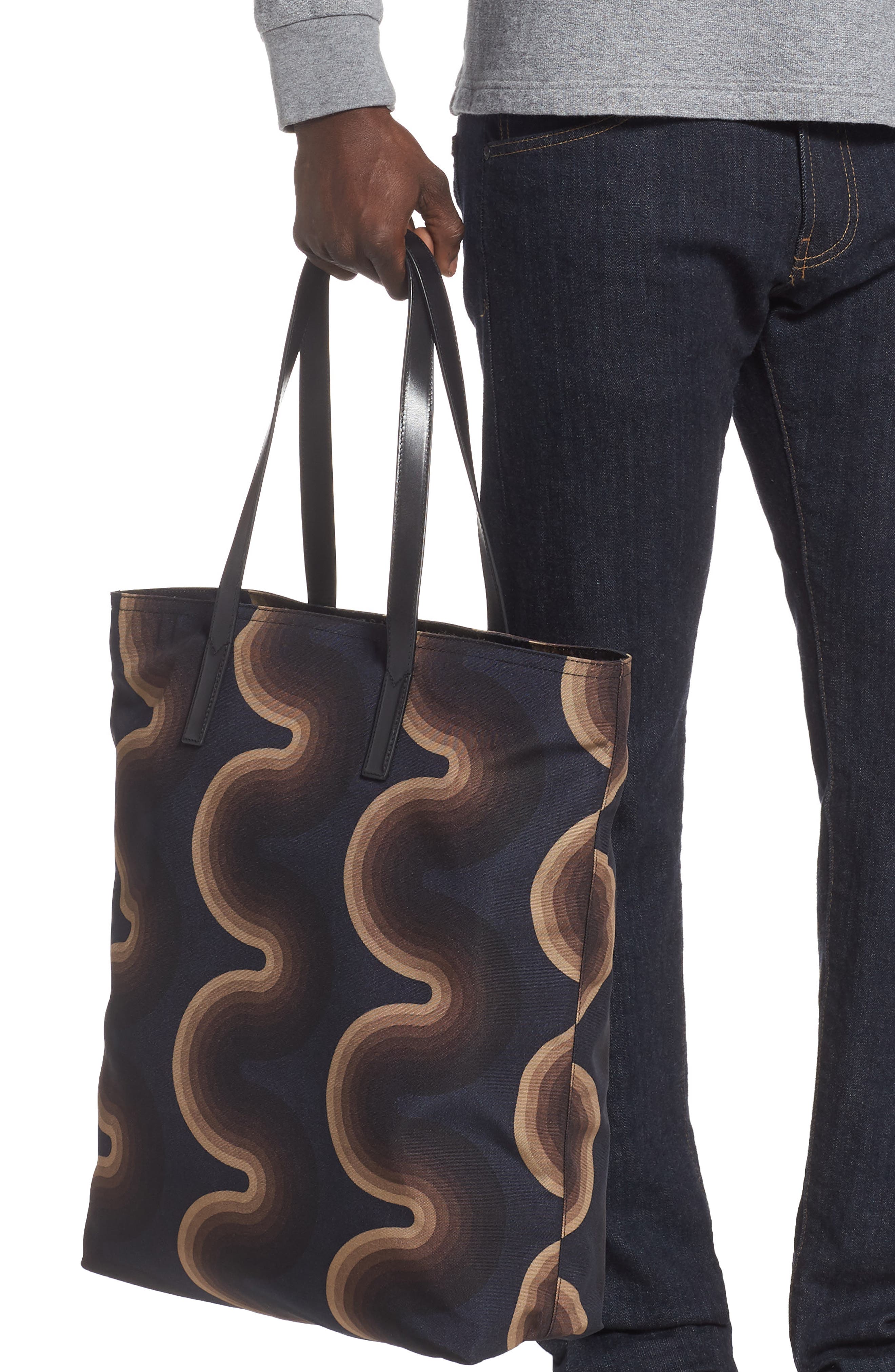 Dries Van Noten Wave Print Tote Bag, Alternate, color, 