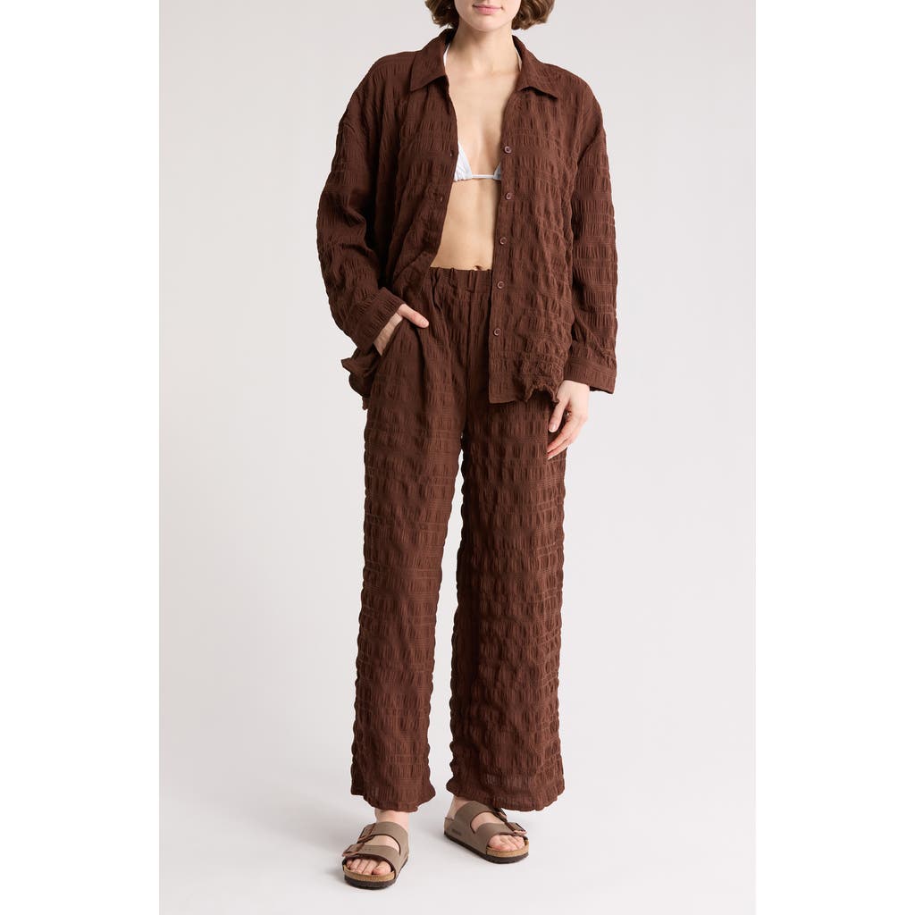 Nordstrom Rack 2-piece Crinkle Cover-up Set In Brown Bitter