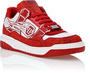 PHILIPP PLEIN Mix Leather Lo-Top Sneakers Strass Hexagon Men