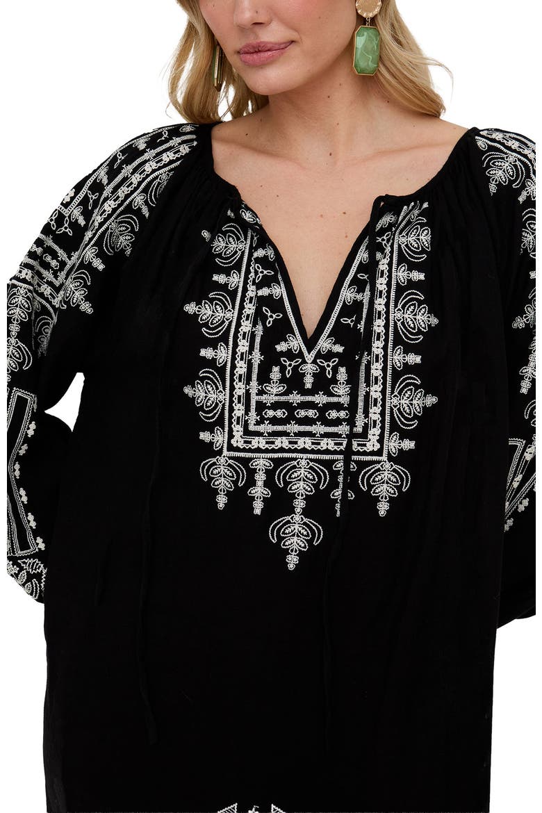Aurelia Kaftan Style Embroidered Maxi Dress, Alternate, color, Black
