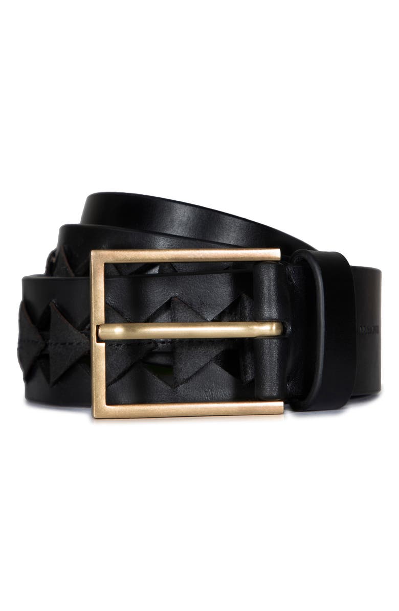 AllSaints Triangle Slice Leather Belt, Alternate, color, Black Antique Brass