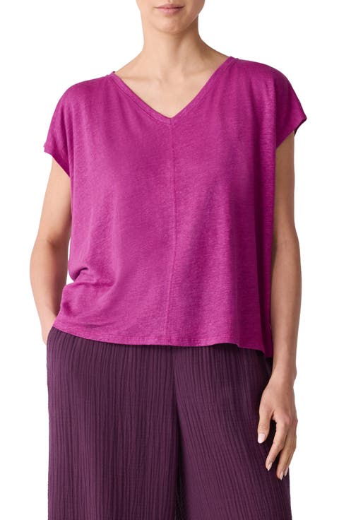 V-Neck Organic Linen T-Shirt