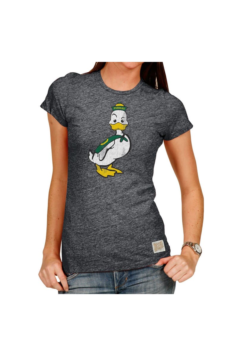 Retro Brand Women's Original Retro Brand Heathered Black Oregon Ducks Tri-Blend Crew Neck T-Shirt, Main, color,