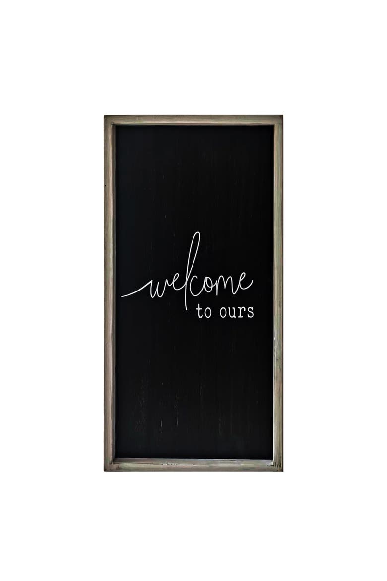 Welcome to Ours Wall Plaque with Frame, Main, color, Black