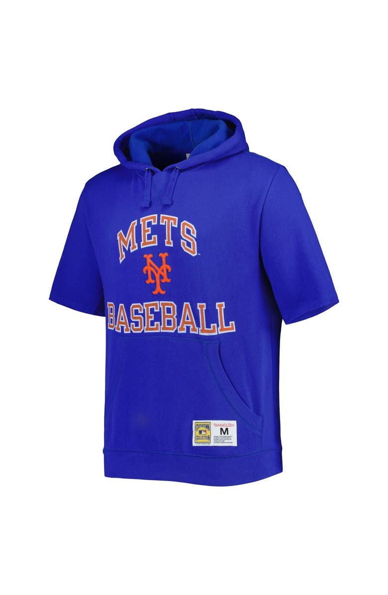 Mitchell & Ness Men's Mitchell & Ness Royal New York Mets Cooperstown Collection Washed Fleece Pullover Short Sleeve Hoodie, Alternate, color, Royal