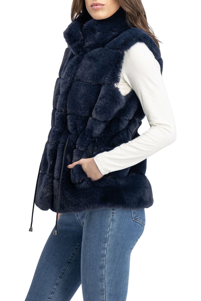 Fur-Free Rex Rabbit (Faux Fur) Vest, Alternate, color, NAVY