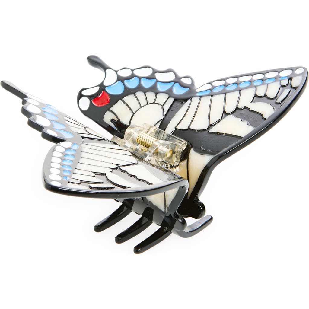Solar Eclipse Hand Painted Swallowtail Butterfly Hair Clip In White