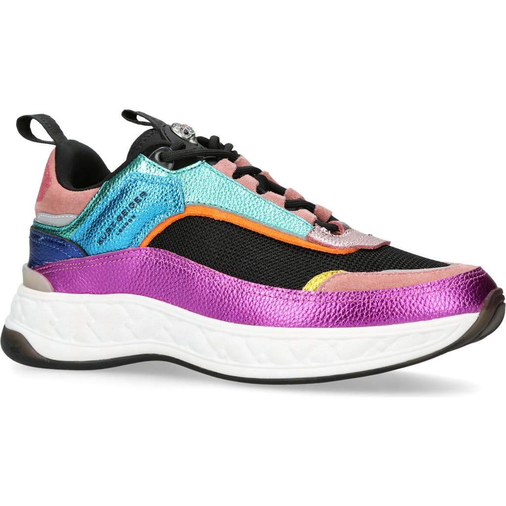Kurt Geiger Women's Kensington Low Top Sneakers In Open Grey/pink Multi