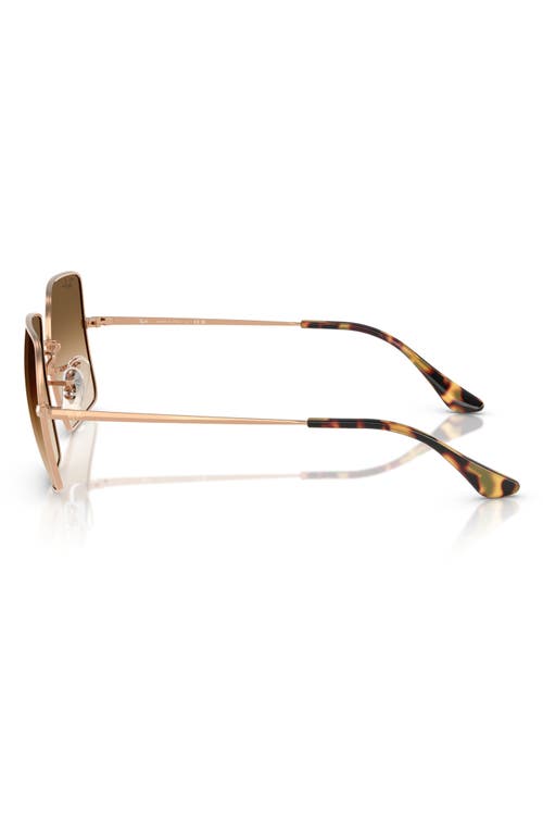 Ray Ban Square 1971 Classic Sunglasses Rose Gold Frame Brown Lenses 54-19 In Rose Gold