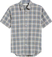 James Campbell Funchal Regular Fit Plaid Short Sleeve Cotton & Linen Sport Shirt