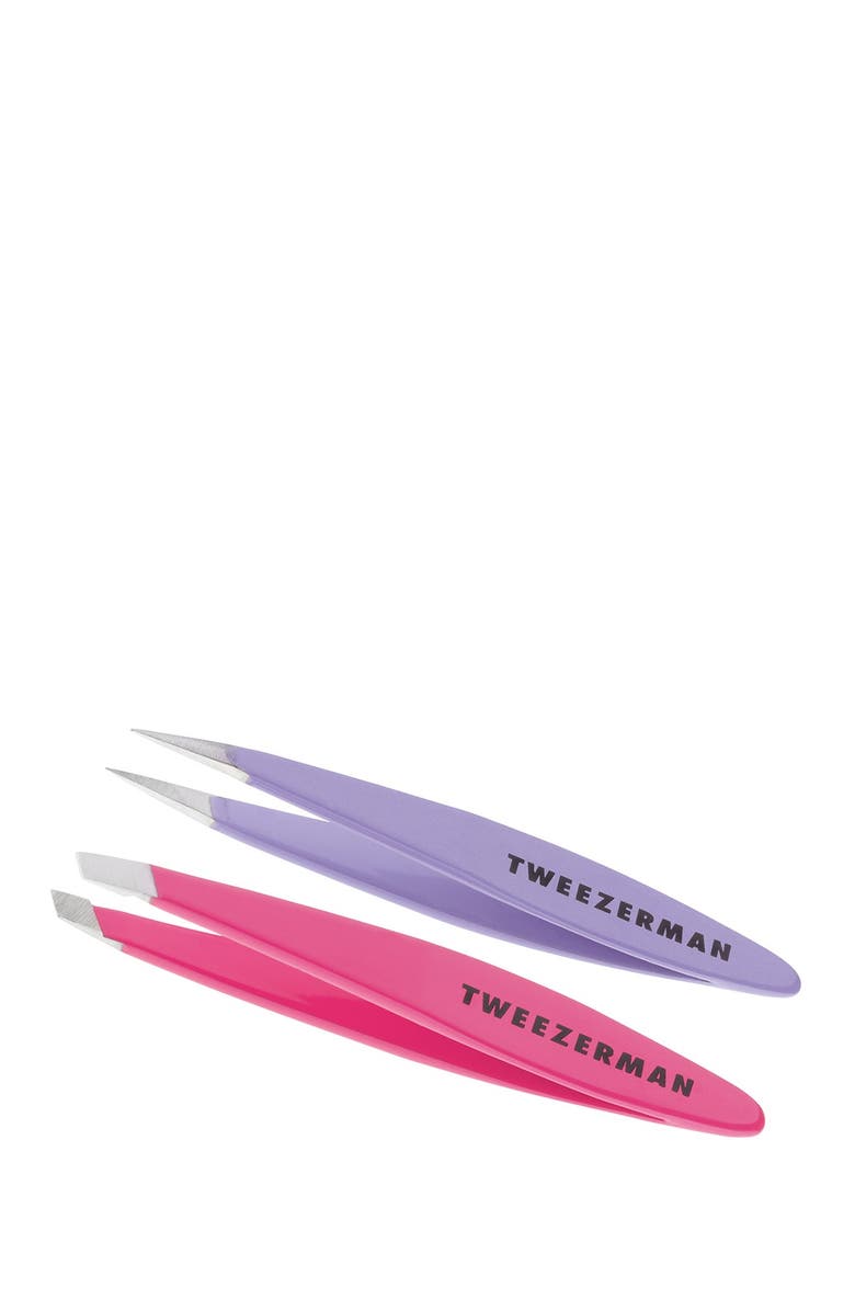 TWEEZERMAN Mini Slant Oval & Point Tweezer Combo Set, Main, color, Multi
