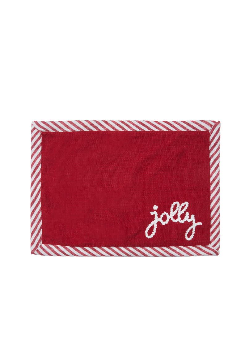 Jolly Tufted Placemats Set of 6, 14" x 20", Alternate, color, Red