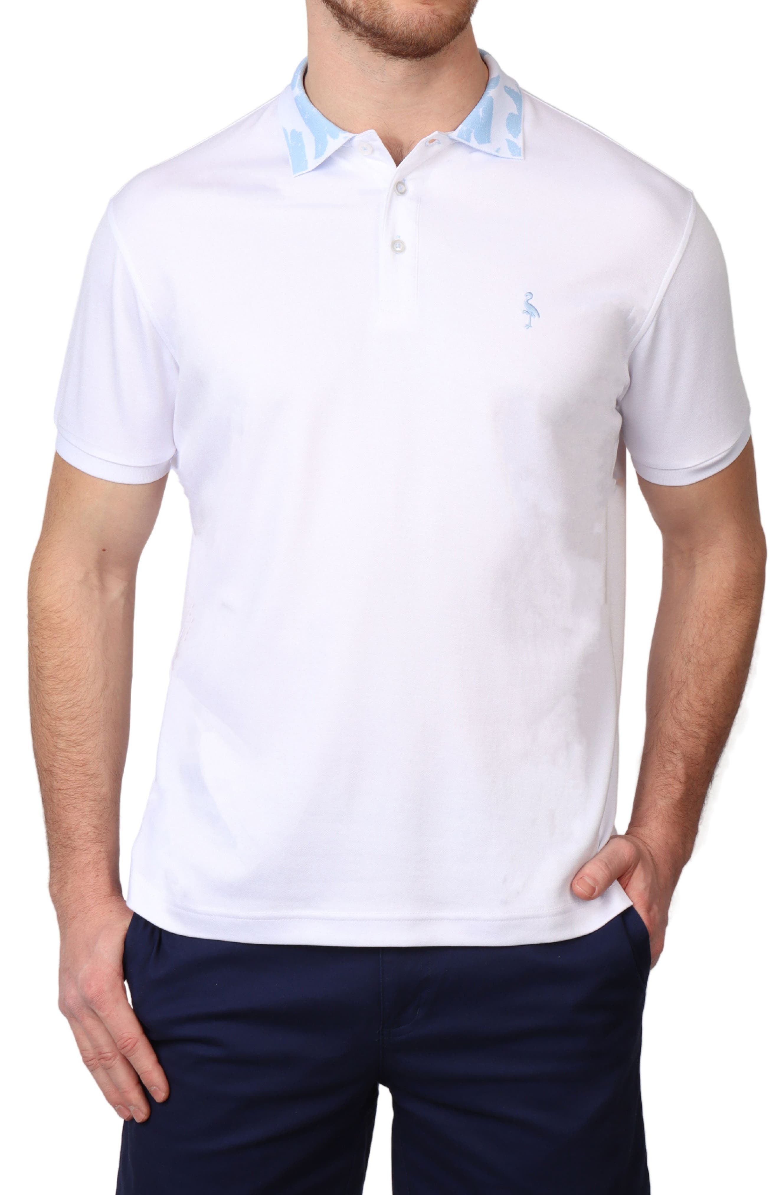 TailorByrd Jacquard Tropical Floral Collar Micro Piqué Polo