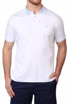 TailorByrd Jacquard Tropical Floral Collar Micro Piqué Polo