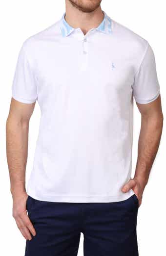 TailorByrd Jacquard Tropical Floral Collar Micro Piqué Polo