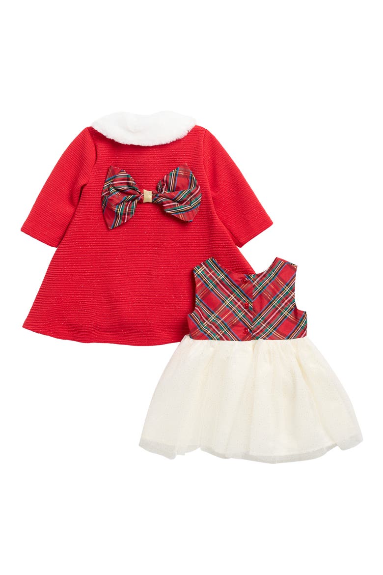 Kids' Holiday Coat and Dress Set, Alternate, color, BRIGHT HOLIDAY RED