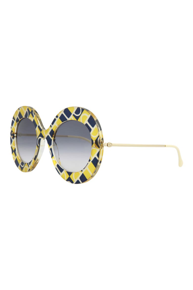 53mm Gradient Round Sunglasses, Alternate, color, YELLOW GOLD BLUE