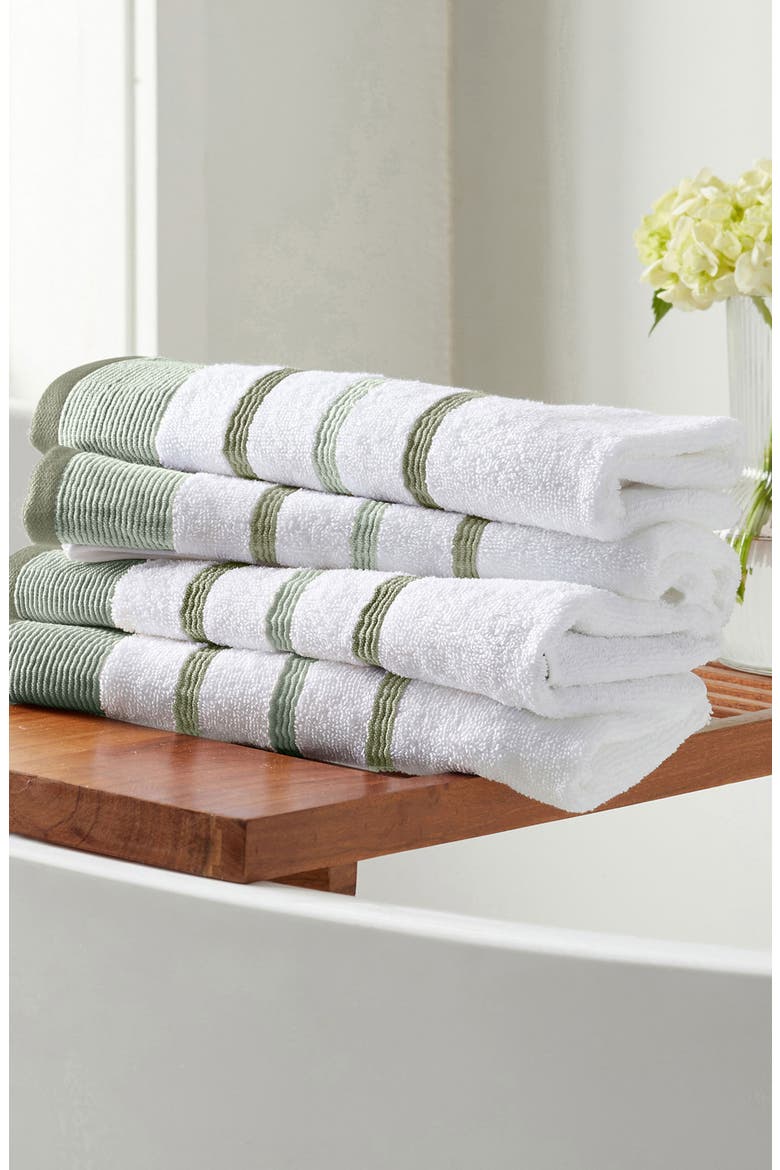 Luxurious Cotton 6-Piece Decorative Towel Set, Alternate, color, DESERT SAGE GREEN / MOSS GREEN