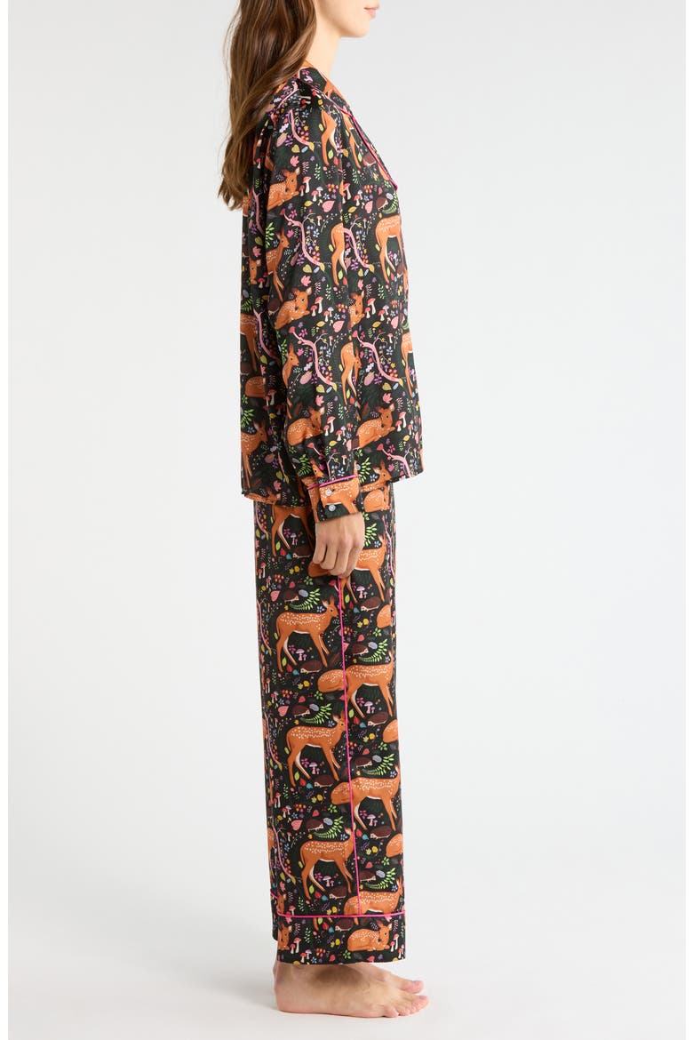 Flora & Fawns Long Sleeve Pajamas, Alternate, color, BLACK