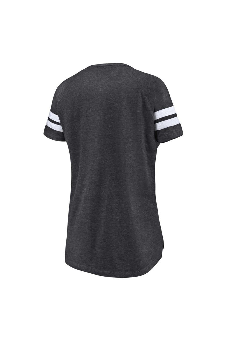 Women's Fanatics Branded Heather Charcoal New York Mets Quick Out Tri-Blend Raglan Notch Neck T-Shirt, Alternate, color, Heather Charcoal
