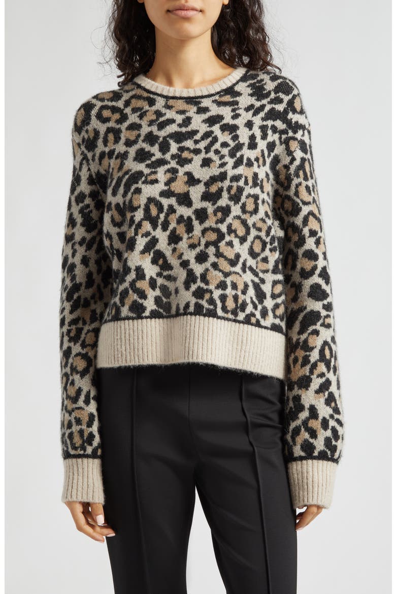 Leopard Jacquard Sweater, Main, color, LEOPARD JACQUARD