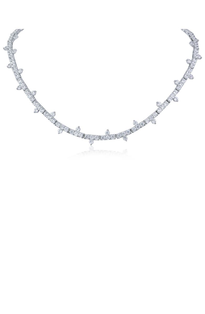 CZ by Kenneth Jay Lane Cubic Zirconia Spike Tennis Necklace, Main, color, Rhodium Plated