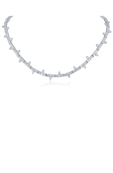 Cubic Zirconia Spike Tennis Necklace