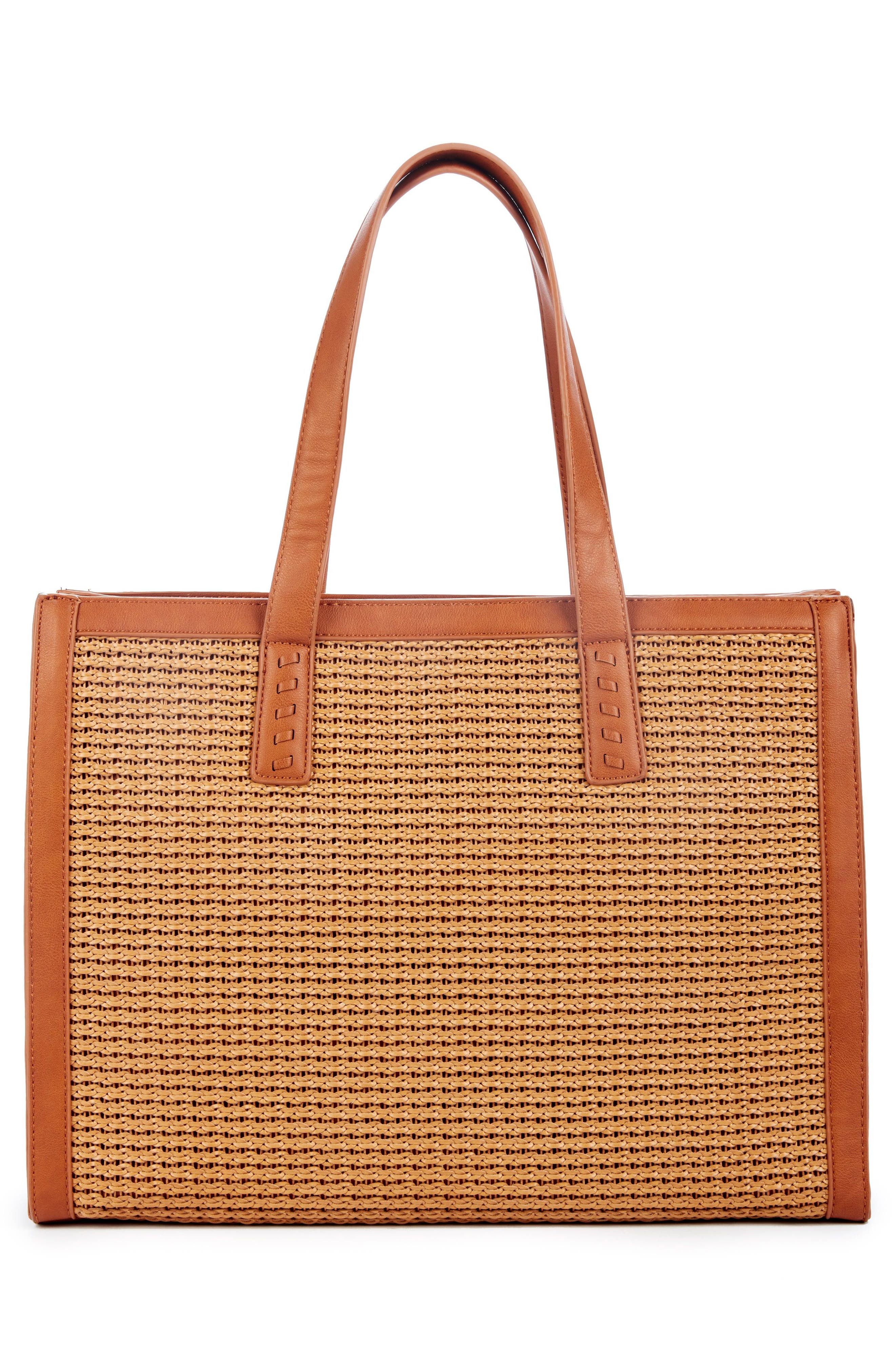 Nikole Faux Leather Tote, Alternate, color, CAMEL
