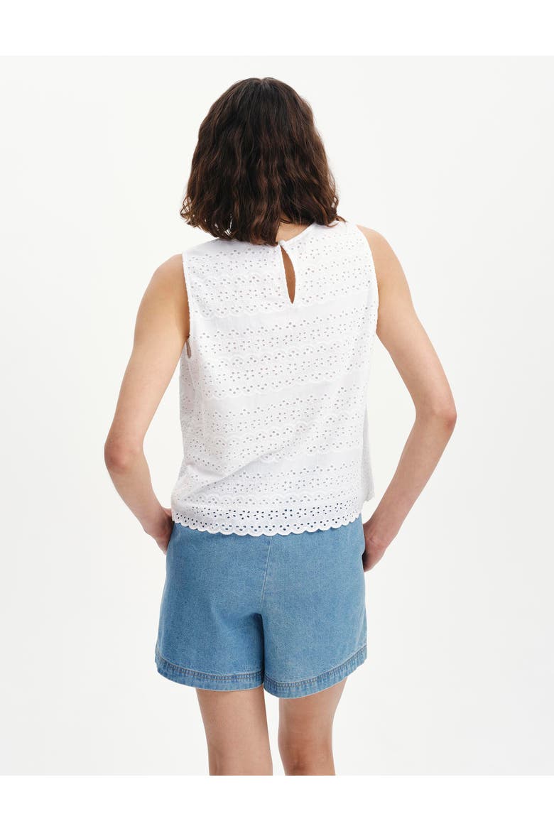 Gloria Cotton Broderie Sleeveless Top, Alternate, color, White