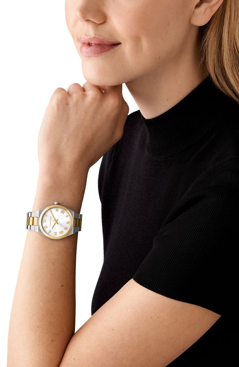 Michael Kors Lennox Two-Tone Bracelet Watch, 37mm, Alternate, color, Silver