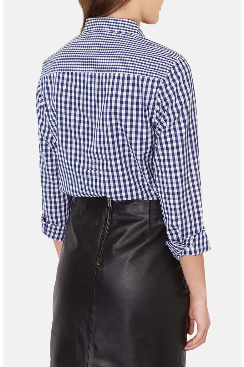 Mix Gingham Print Cotton Shirt, Alternate, color, BLUE