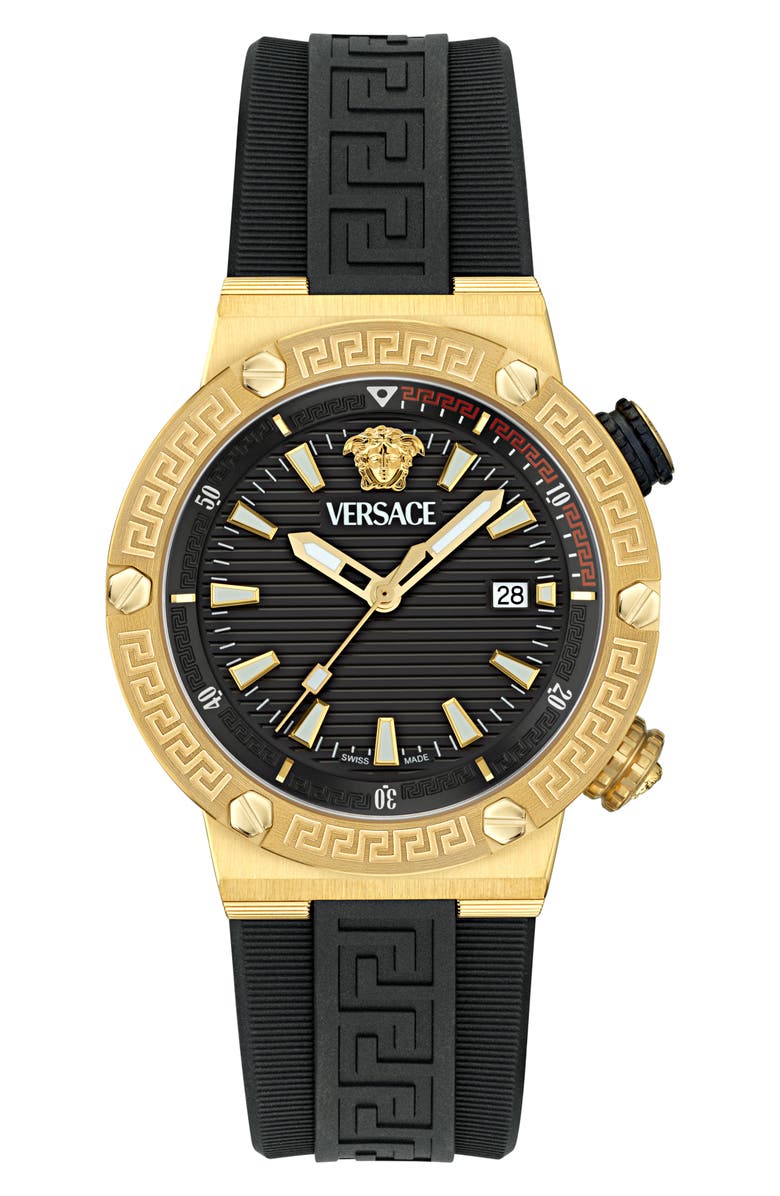 Versace Greca Diver Silicone Strap Watch, 43mm | Nordstrom