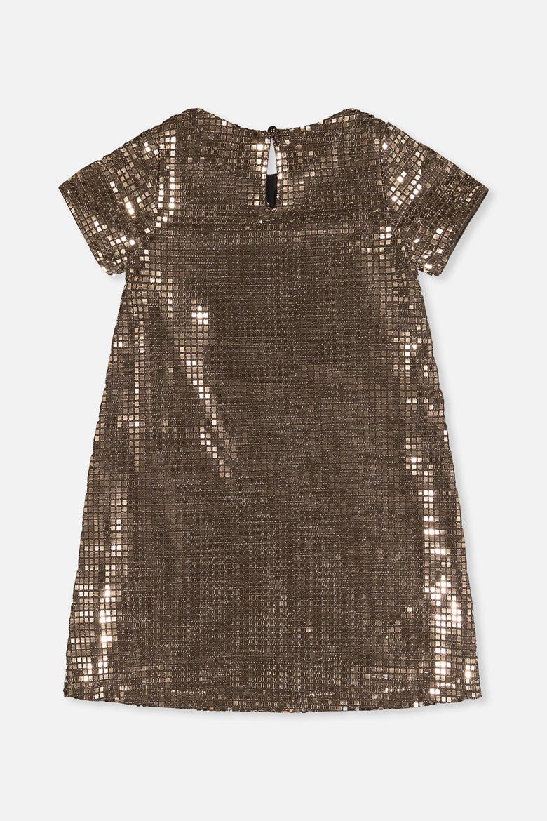 Short Sleeve A-Line Lurex Jersey Shimmer Dress, Alternate, color, Beige