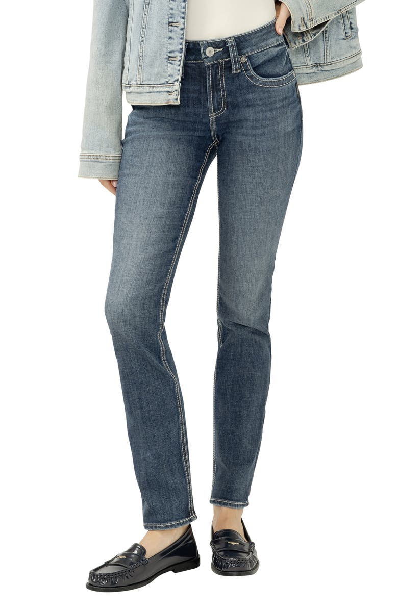 Silver Jeans Co. Suki Curvy Mid Rise Straight Leg Jeans, Main, color, Hargrave