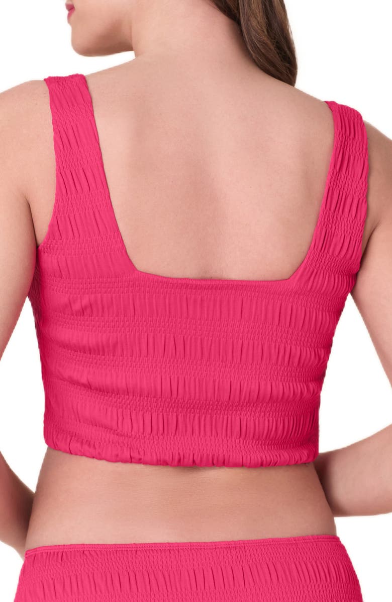 Andie Siren Smocked Tankini Top, Alternate, color, Bright Begonia