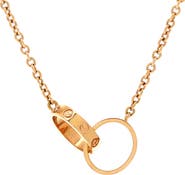 Pre-Owned Cartier Love Interlocking Necklace 18K Rose Gold