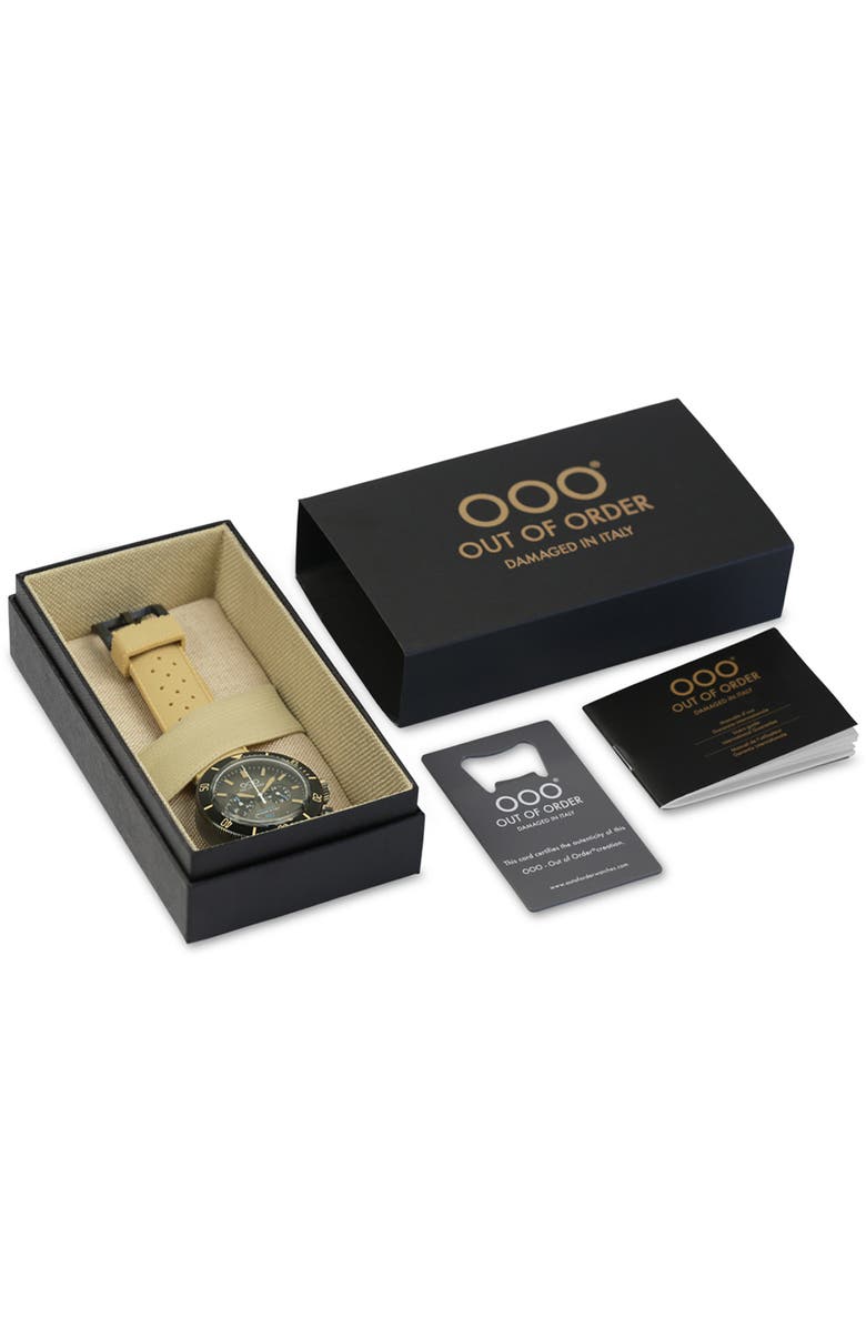 OUT OF ORDER Pilot Cronografo Chronograph Silicone Strap Watch, 43mm, Alternate, color, Beige/ Grey