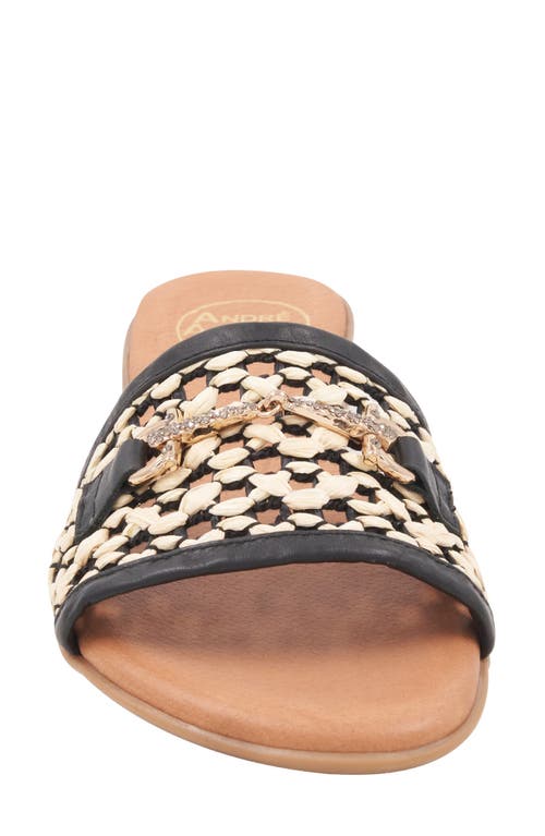Andre Assous André Assous Niles Crystal Bit Slide Sandal In Black Natural/black