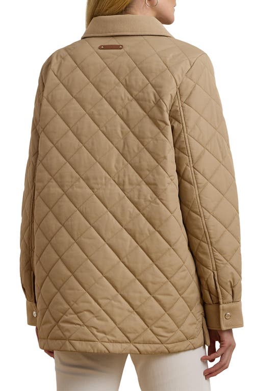 Shop Ralph Lauren Lauren  Quilted Shirt Jacket In Sand