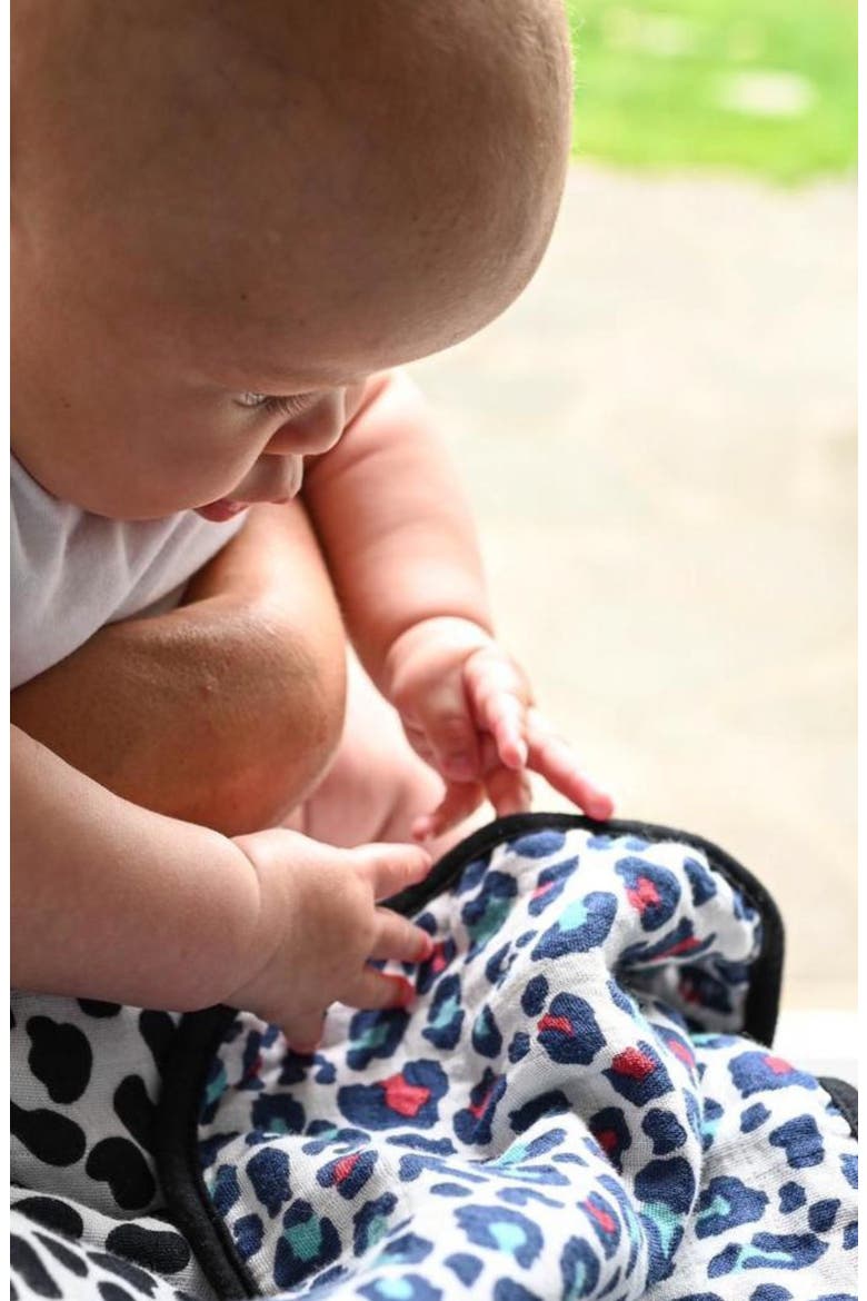 Animal Sensory Reversible 3-Layer Organic Cotton Muslin Blanket, Alternate, color, ANIMAL PRINT MIXED