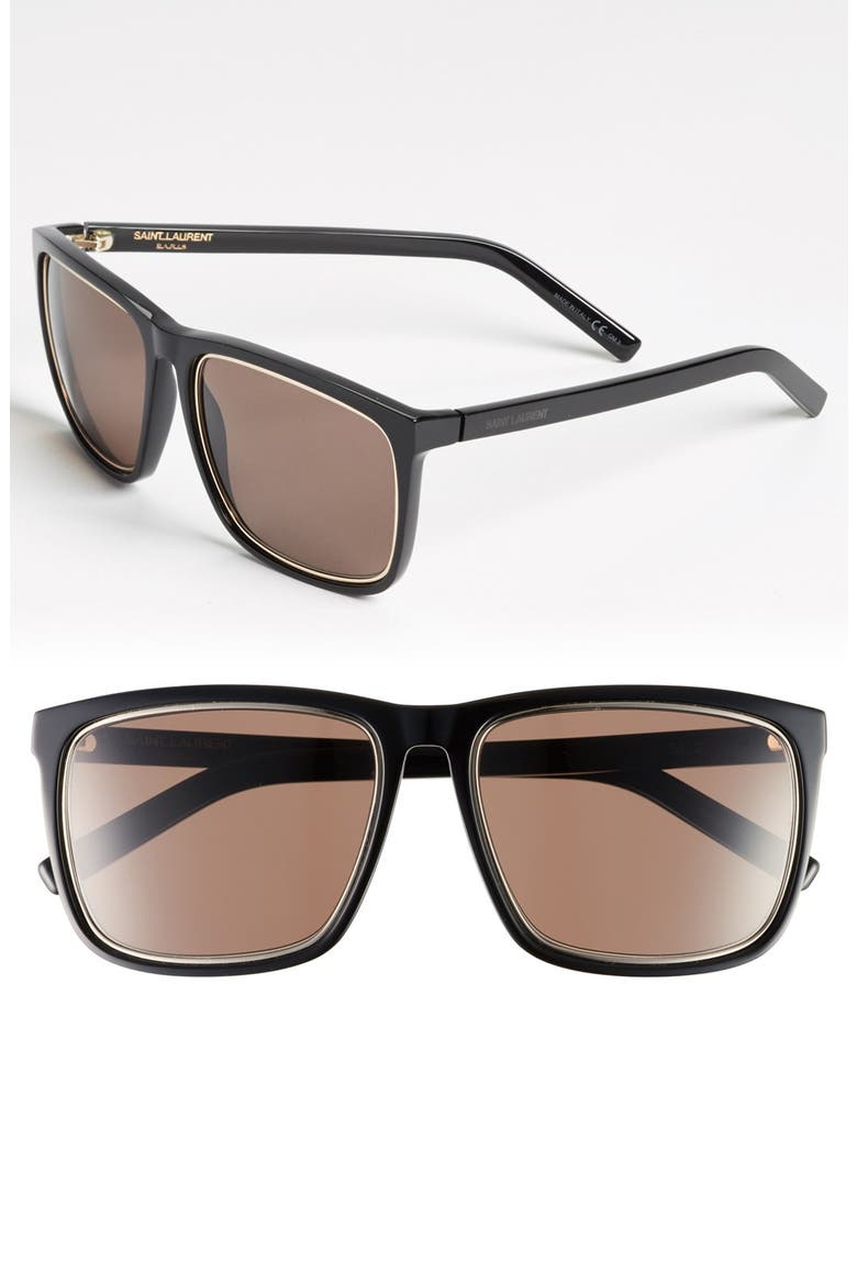 58mm Square Sunglasses, Main, color, BLACK