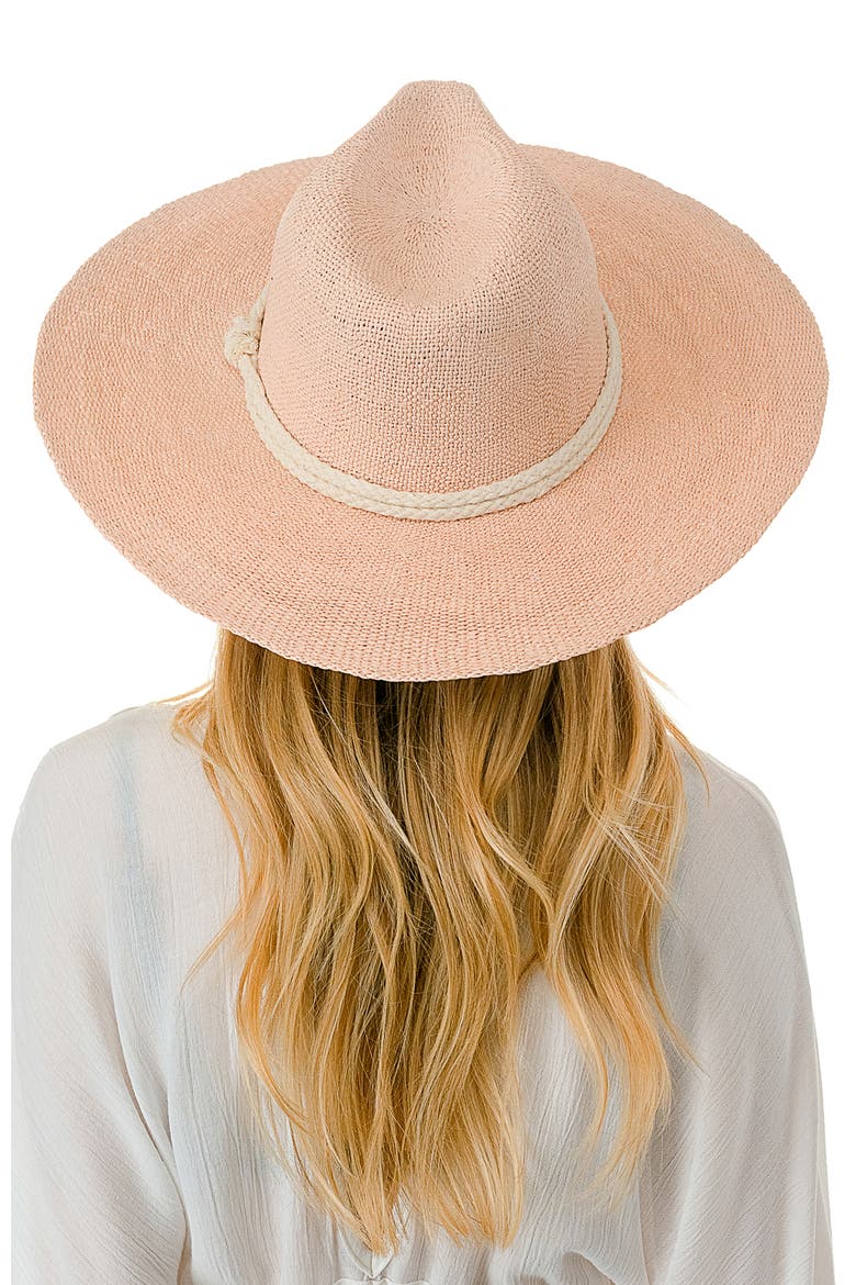 Rope Band Straw Panama Hat, Alternate, color, BLUSH