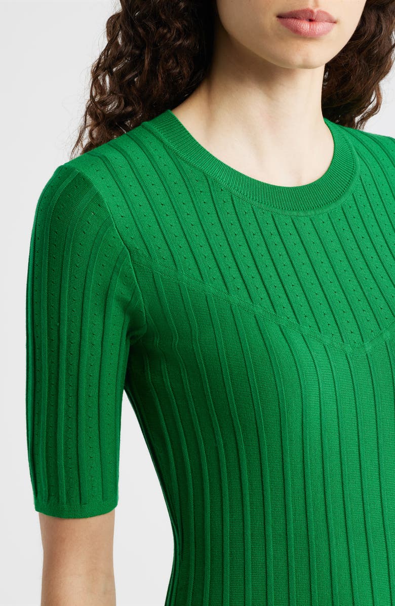 Elie Tahari The Wanda Fit & Flare Sweater Dress, Alternate, color, Green Lark