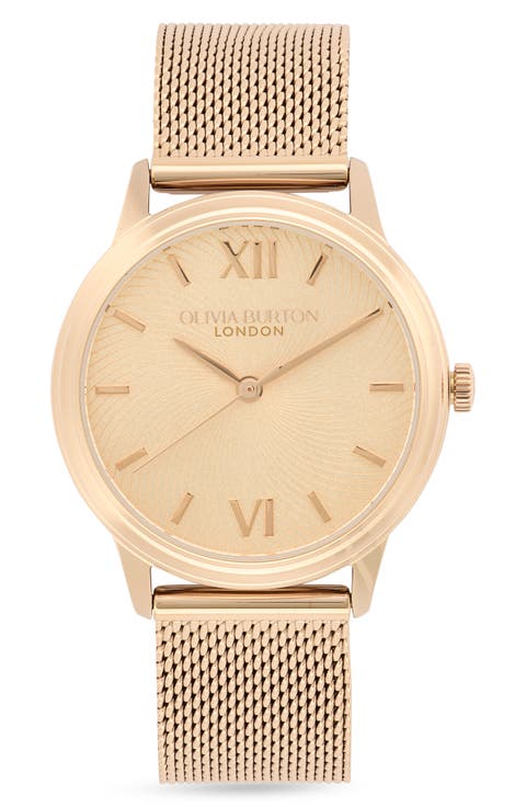 Swirl Mesh Strap Quartz Watch, 32mm